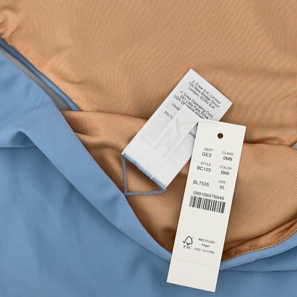 J. Crew Curved Waist cheeky Bikini Bottom Light Blue Size XL NWT - Picture 3 of 3